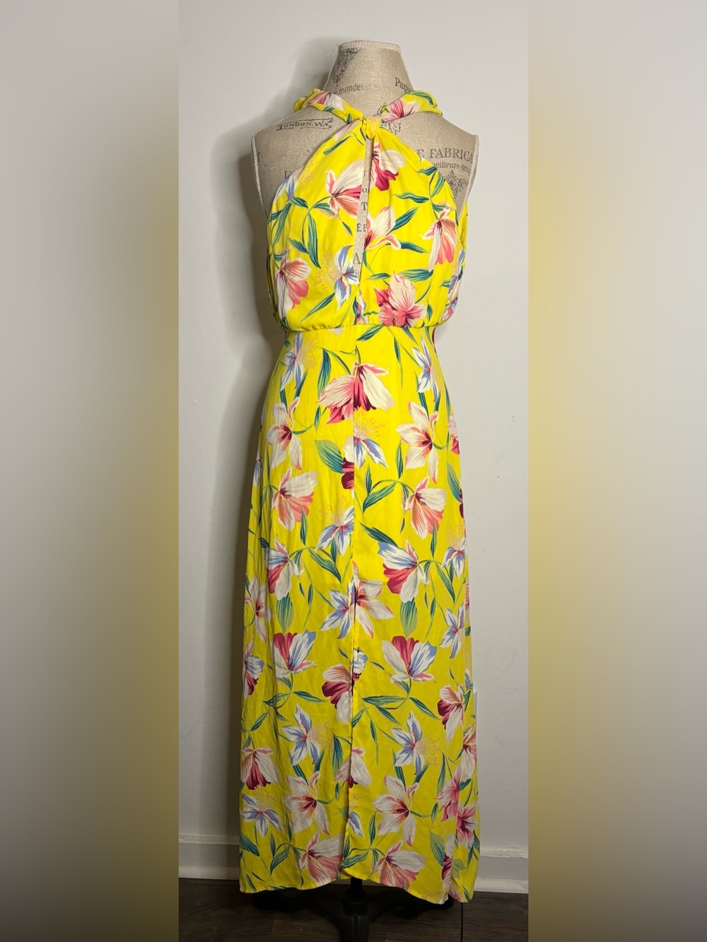 Lush Yellow Floral Wedding Dress with Pink & Green Accents